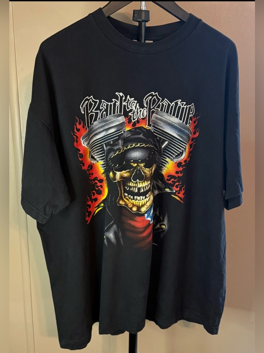 Vintage Bad to the Bone Motorcycle Biker Skeleton T-Shirt Thunder Sportswear XXL